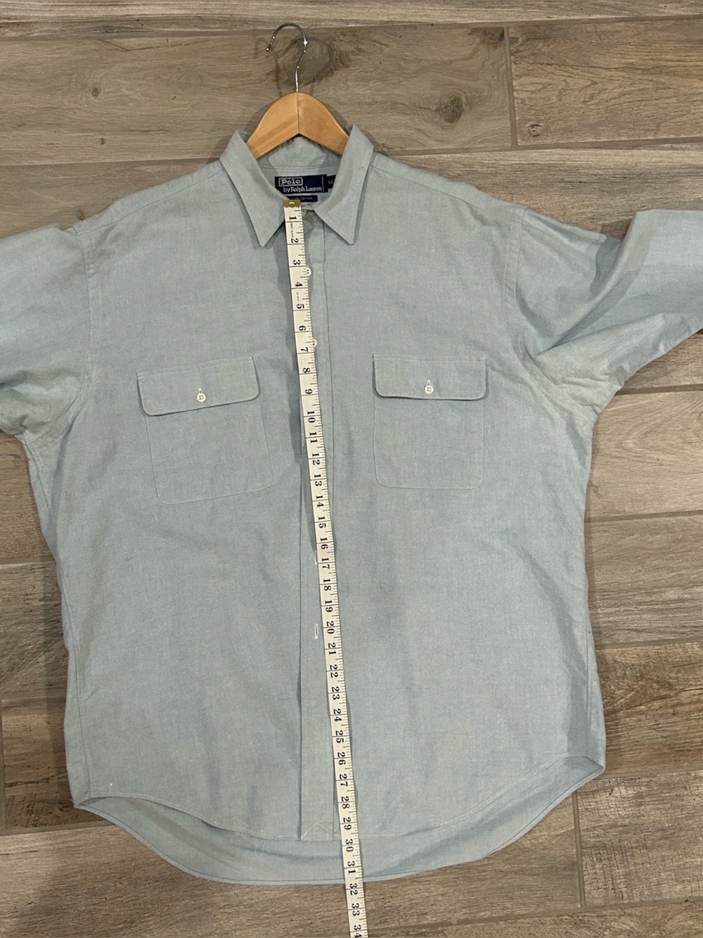 Vintage 90s Polo Ralph Lauren Light Blue Men's Long Sleeve button down shirt XL